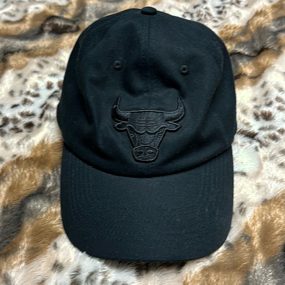 Chicago Bulls Black on Black Strap Back Dad Style Hat - Picture 1 of 5